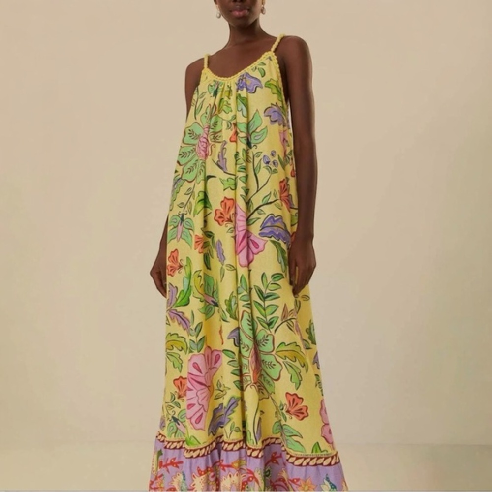 FARM Rio | Floral Insects Maxi Dress | OVERSIZE Size XS